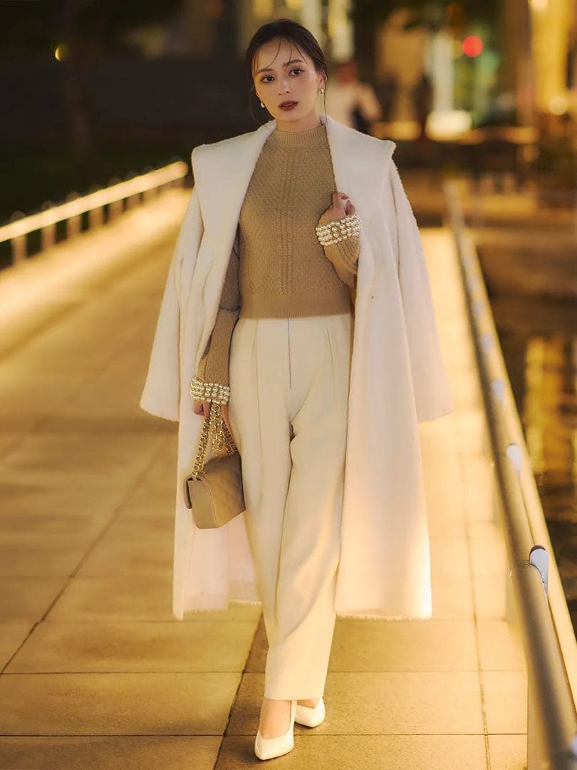 anuans アルパカウールショールカラーコート