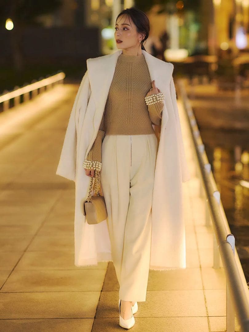 anuans アルパカウールショールカラーコート