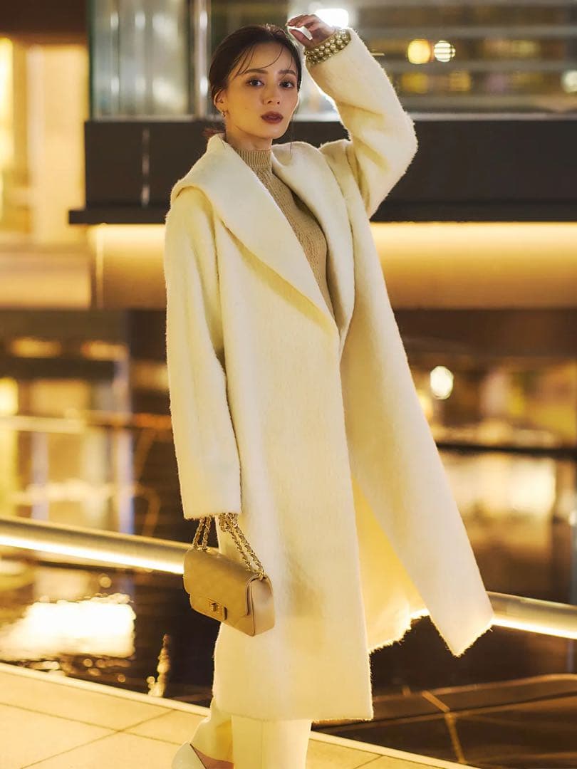 anuans アルパカウールショールカラーコート