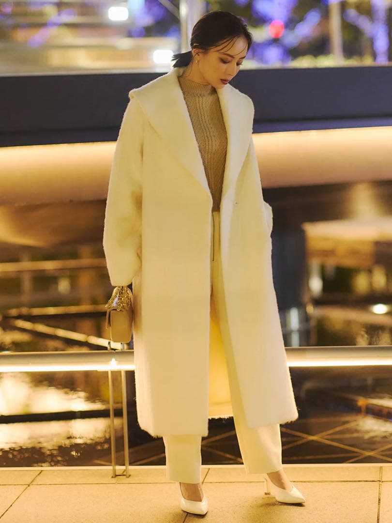 anuans アルパカウールショールカラーコート