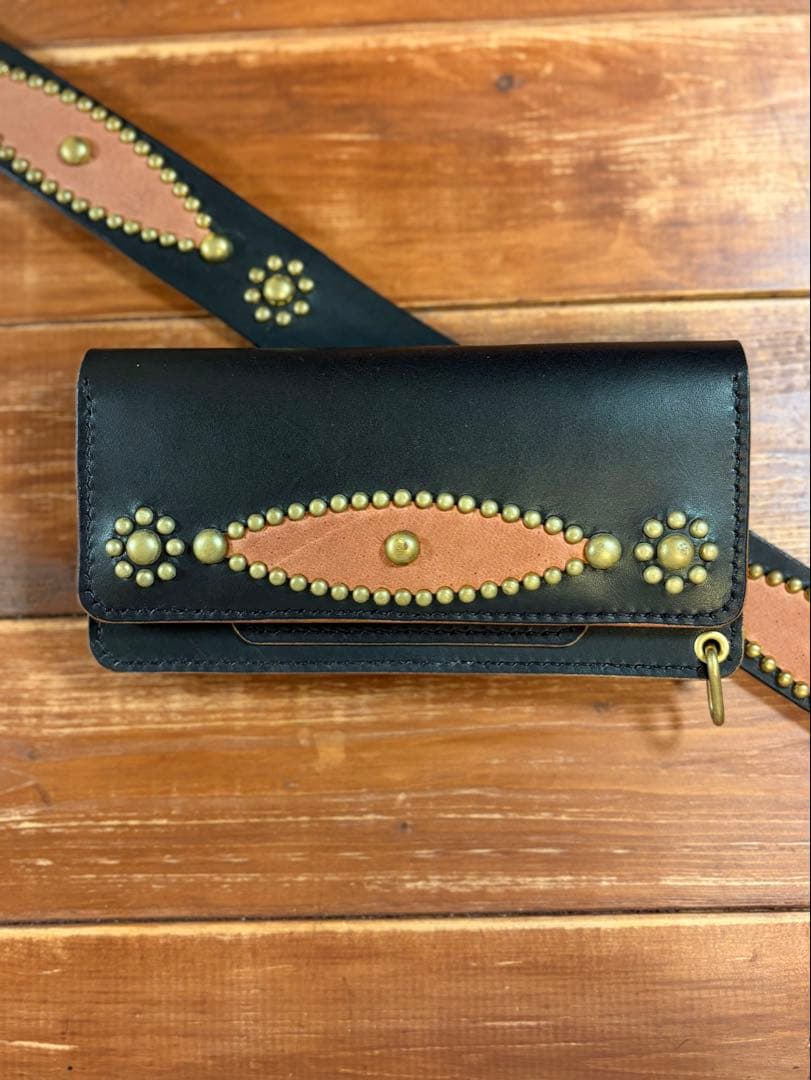 トラッカーウォレット TW-05 スタッズカスタム 姫路レザー 茶芯