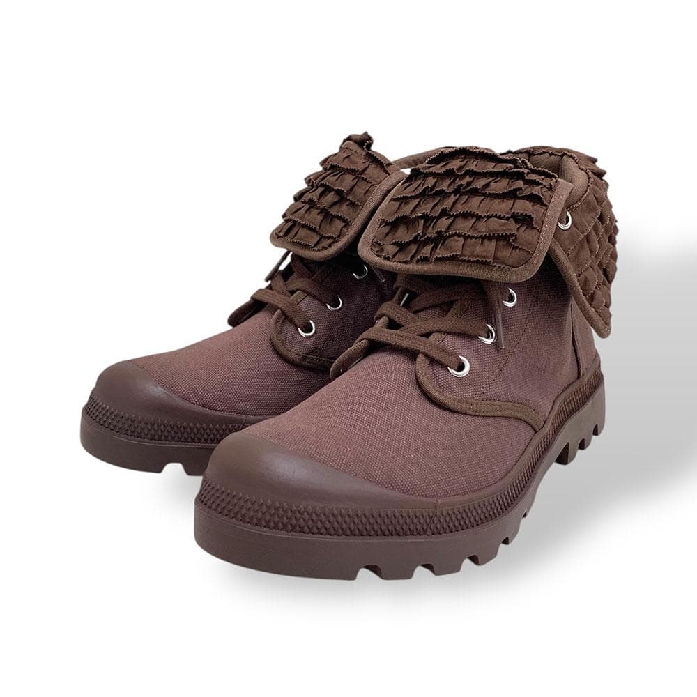 新品 PINK HOUSE ピンクハウス フリル ハイカットスニーカー 茶 L