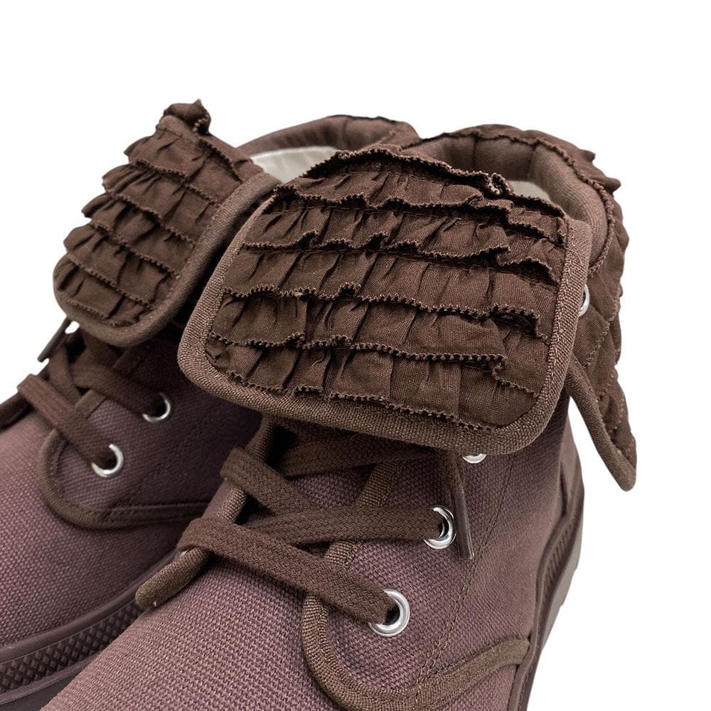 新品 PINK HOUSE ピンクハウス フリル ハイカットスニーカー 茶 L