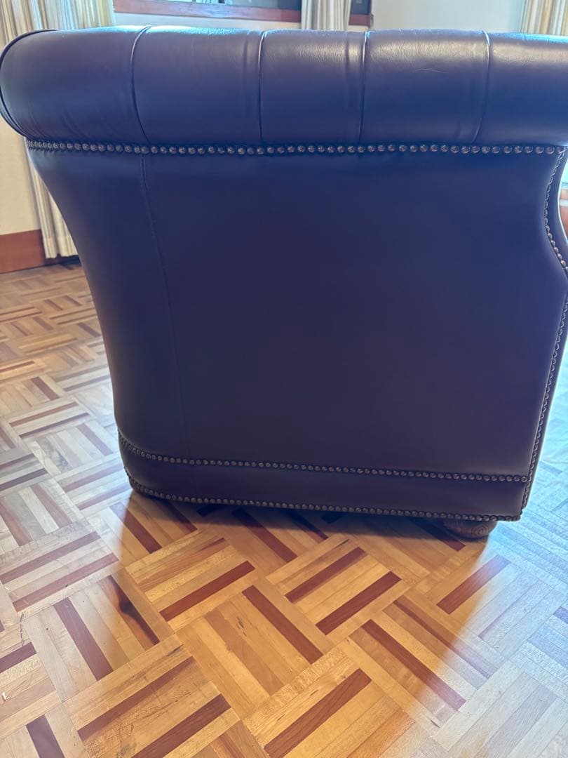 ダークブラウン レザー 3人掛けソファ