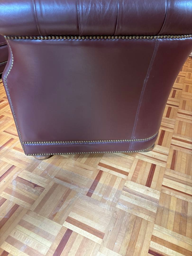 ダークブラウン レザー 3人掛けソファ