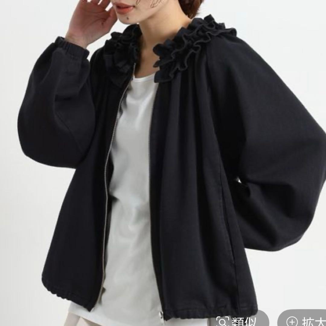 studio CLIP フリルカラー甘織 デニムシャツブルゾン