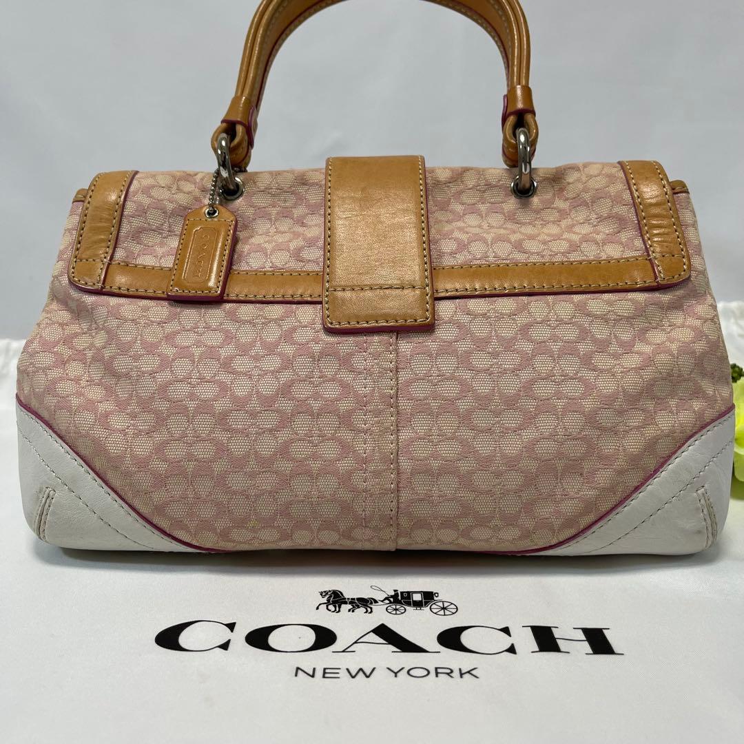 【美品/カード付】コーチ 6349 ソーホー ハンドバッグ レザー シグネチャー