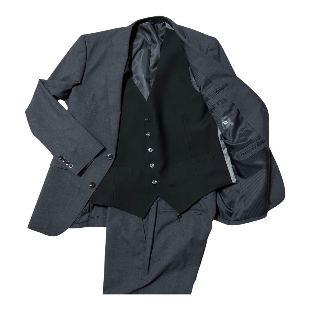 【おまけ付】スーツセレクト スリーピース 背抜き ビジネス 冠婚葬祭 AB6