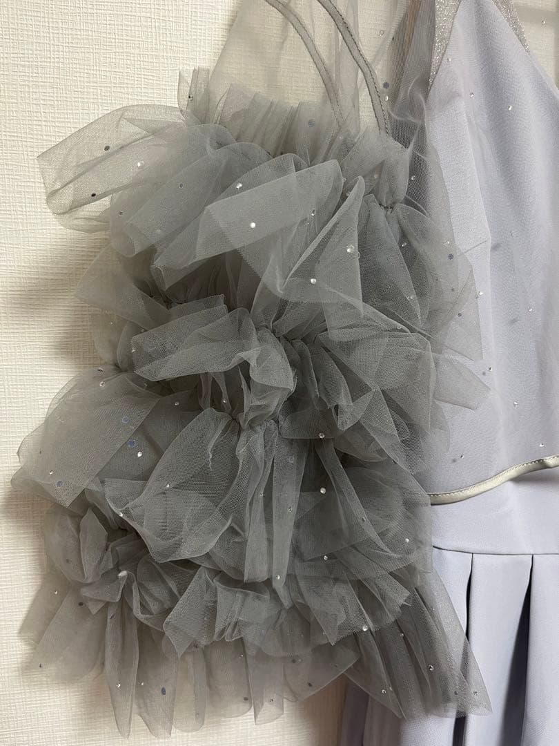 2WAY BIJOU RUFFLE TOP SET ROMPERS サックス S