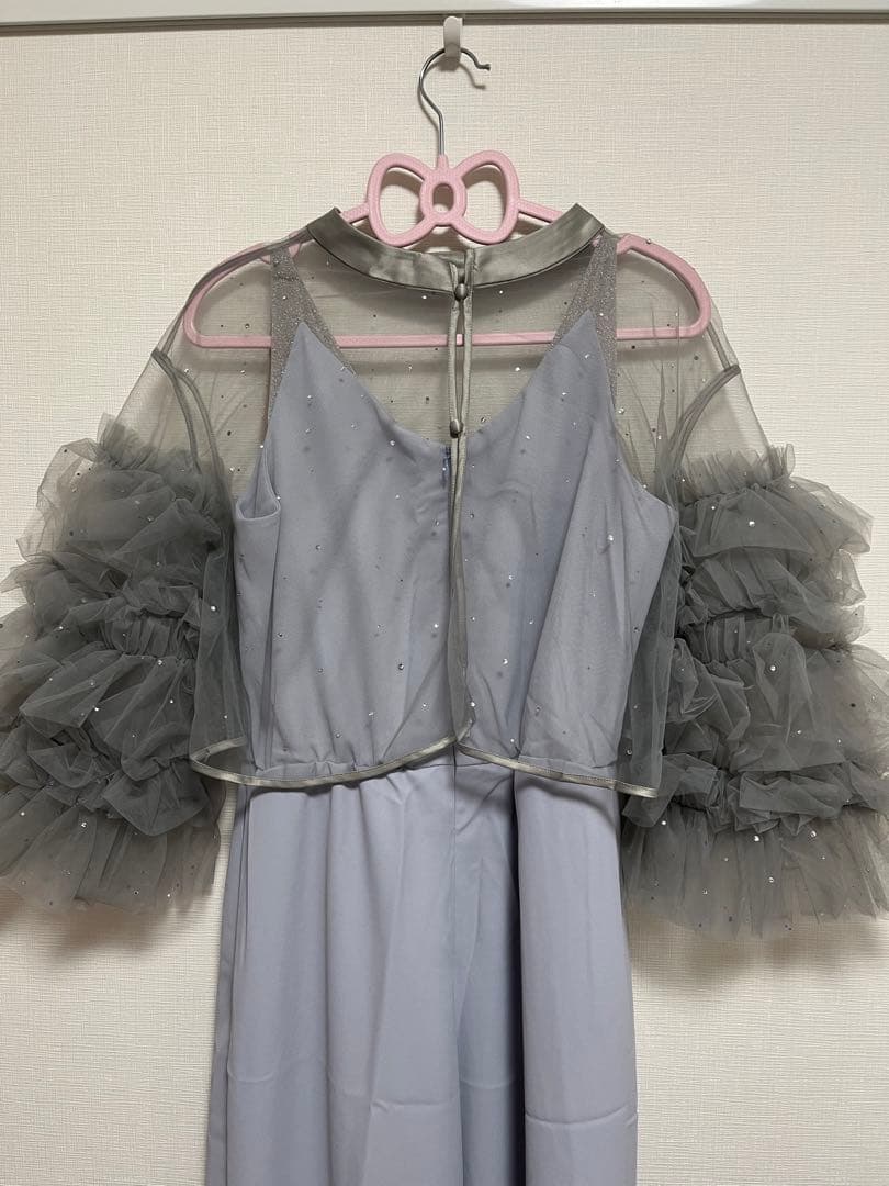 2WAY BIJOU RUFFLE TOP SET ROMPERS サックス S