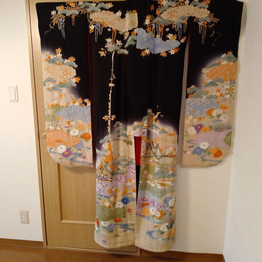 アンティーク　五つ紋　花嫁衣装　振り袖　引き振り袖　正絹　保管品