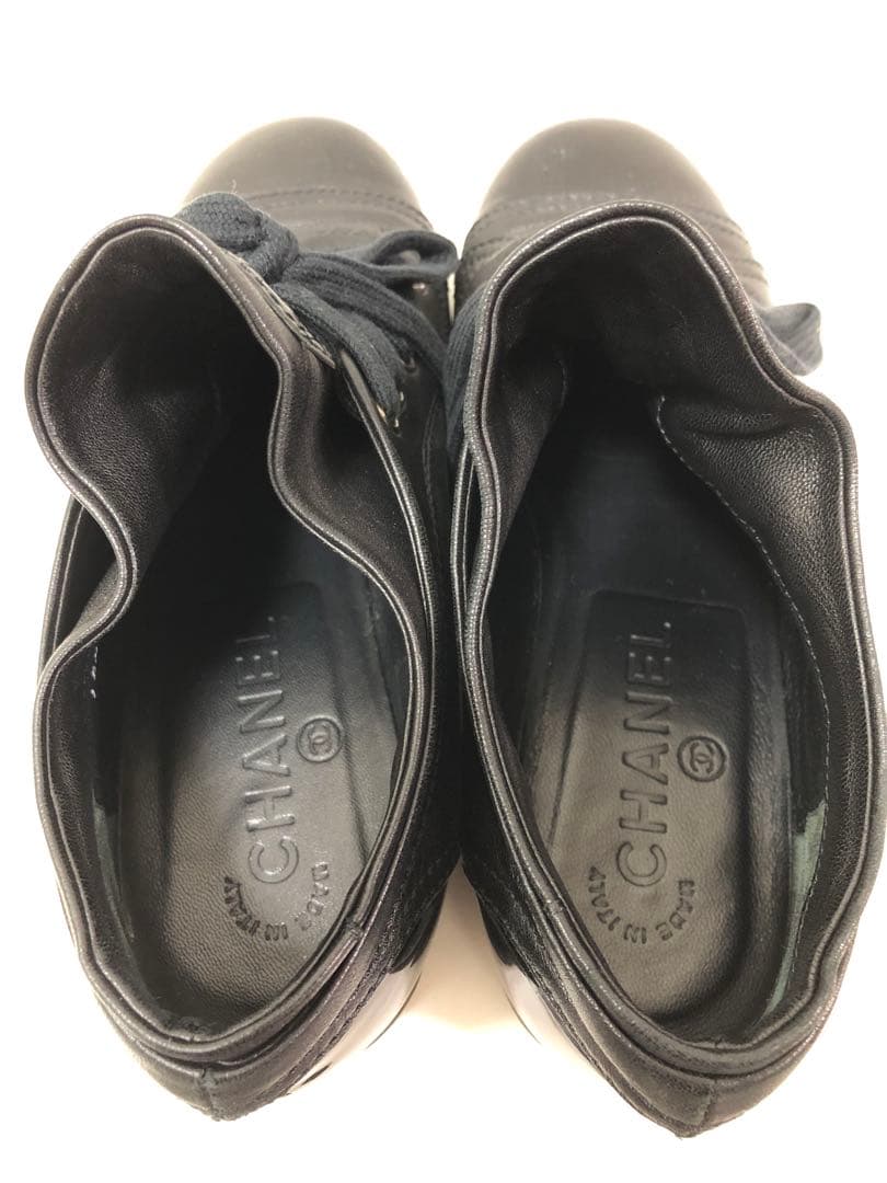 美品【CHANEL】レザースニーカー ブラック 36サイズ
