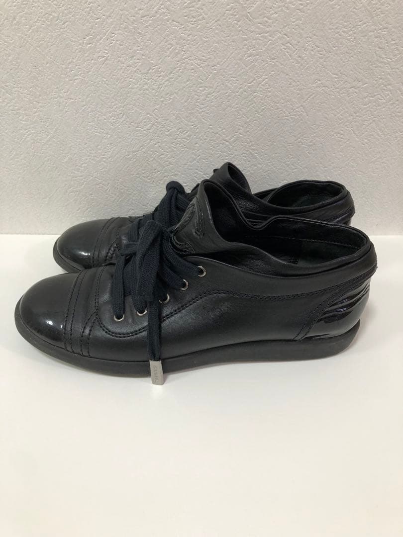 美品【CHANEL】レザースニーカー ブラック 36サイズ