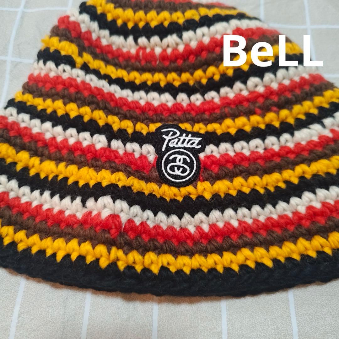 Stussy Patta コラボ ロゴ ストライプ ニット帽 ビーニー