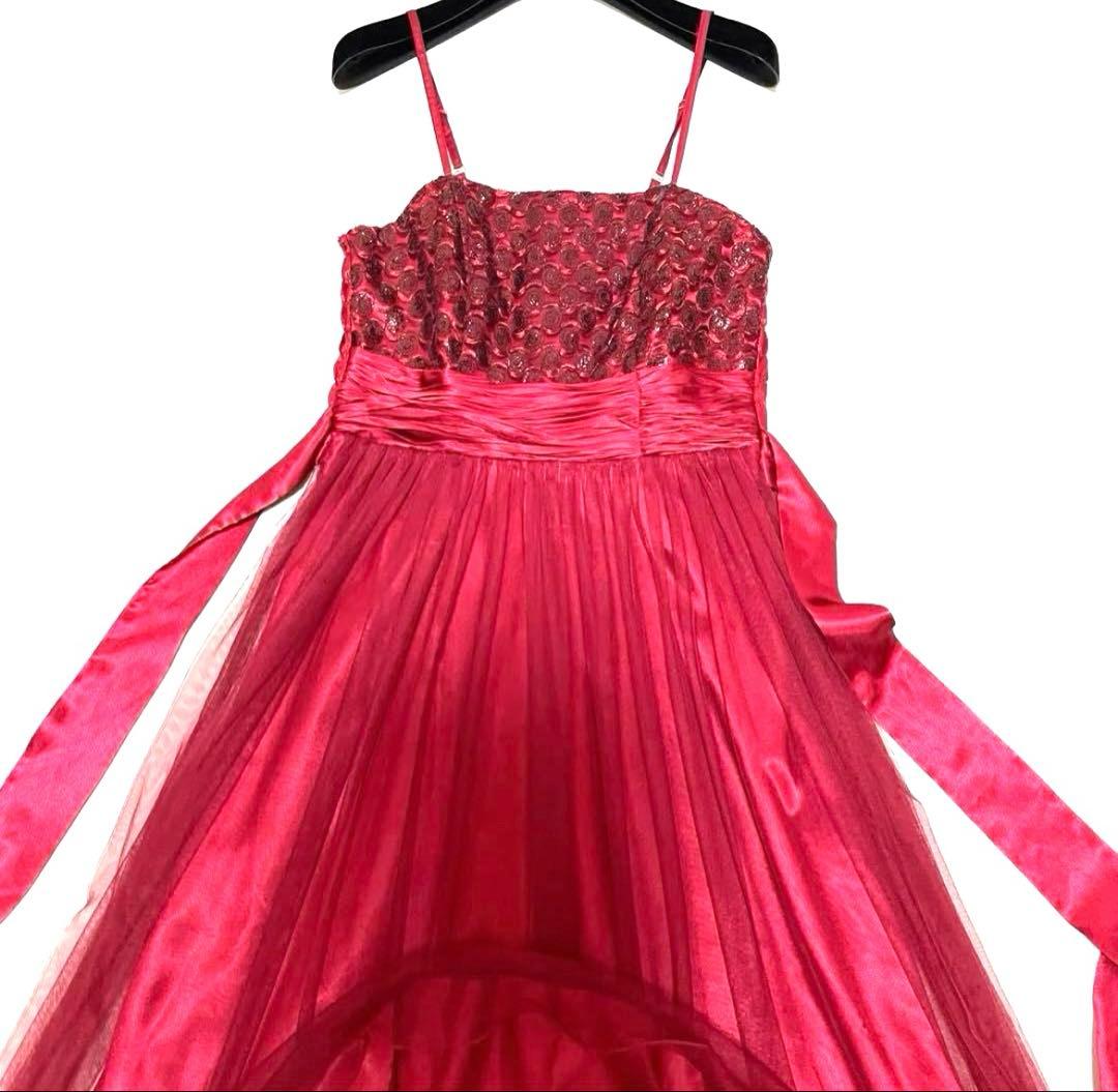 【美品】カラードレス パーティードレス 演奏会 ドレス ロングドレス レッド