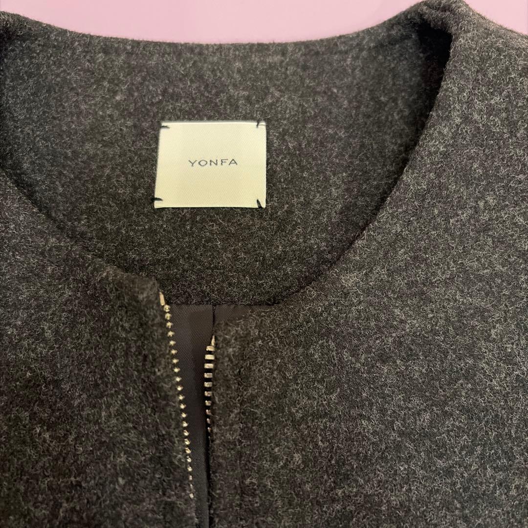 YONFA AW ウールジップベスト　グレー　ベスト　ジレ