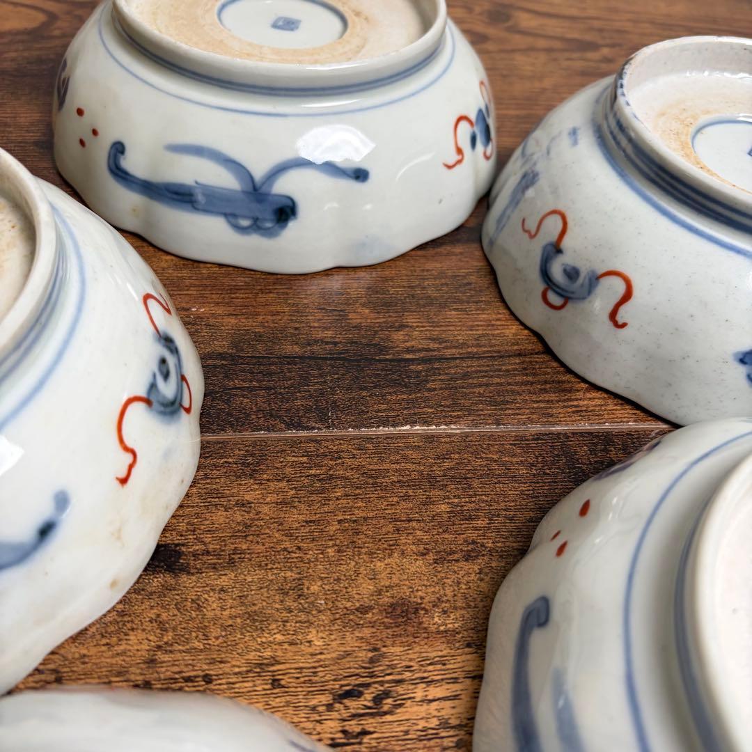 古伊万里 金蘭手柘榴図 なます皿五客　お皿/鉢/ 深鉢/アンティーク　40