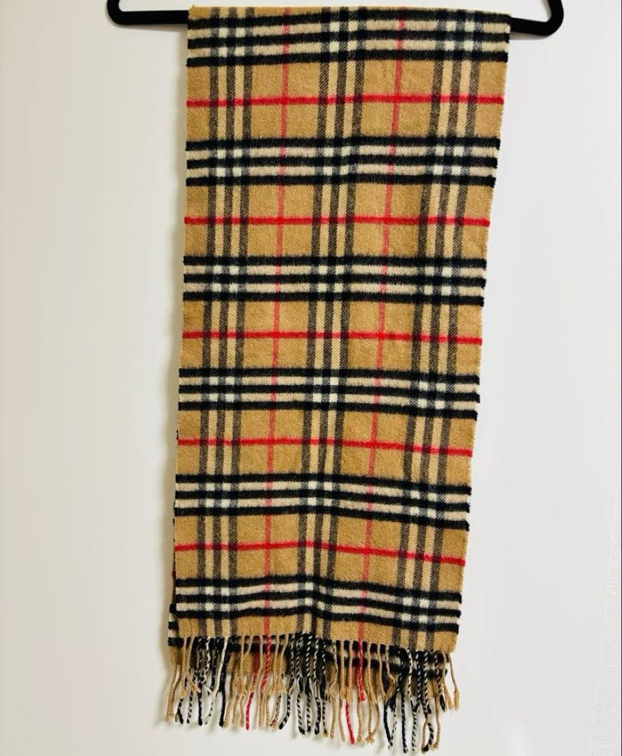【美品】　バーバリー　マフラー　カシミヤ100% チェック　ブラウン　ベージュ