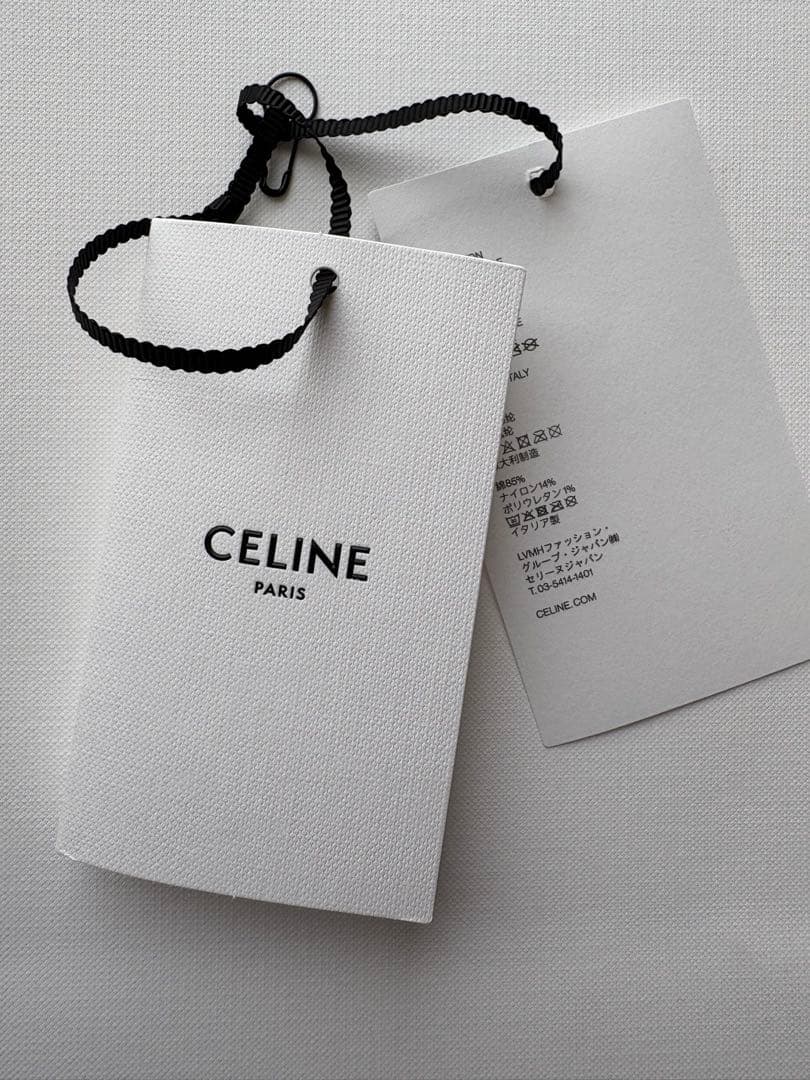 CELINE グレー リブ編みソックス