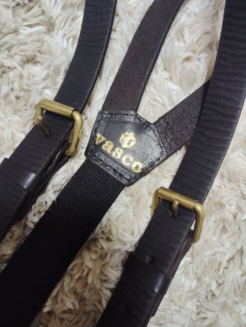 VASCO ブラックレザー サスペンダー