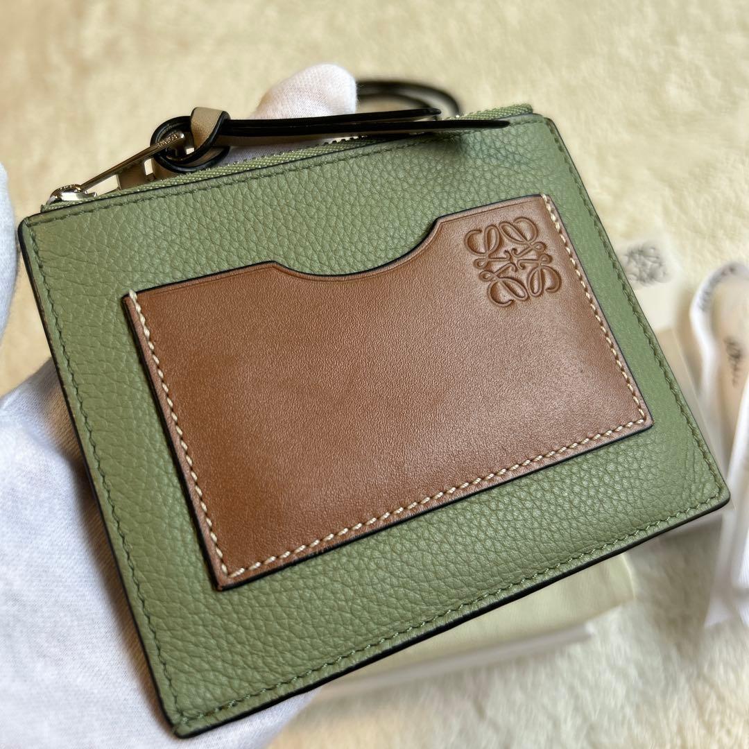 【美品】ロエベ カードホルダー ローズマリー タン