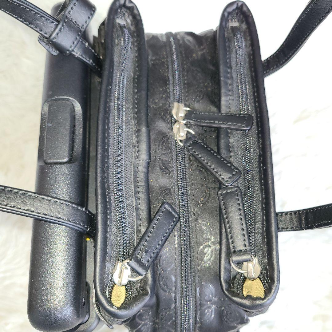 美品【スワニー】キャリーバッグ Sサイズ レース柄 ブラックラメ　MA-0027