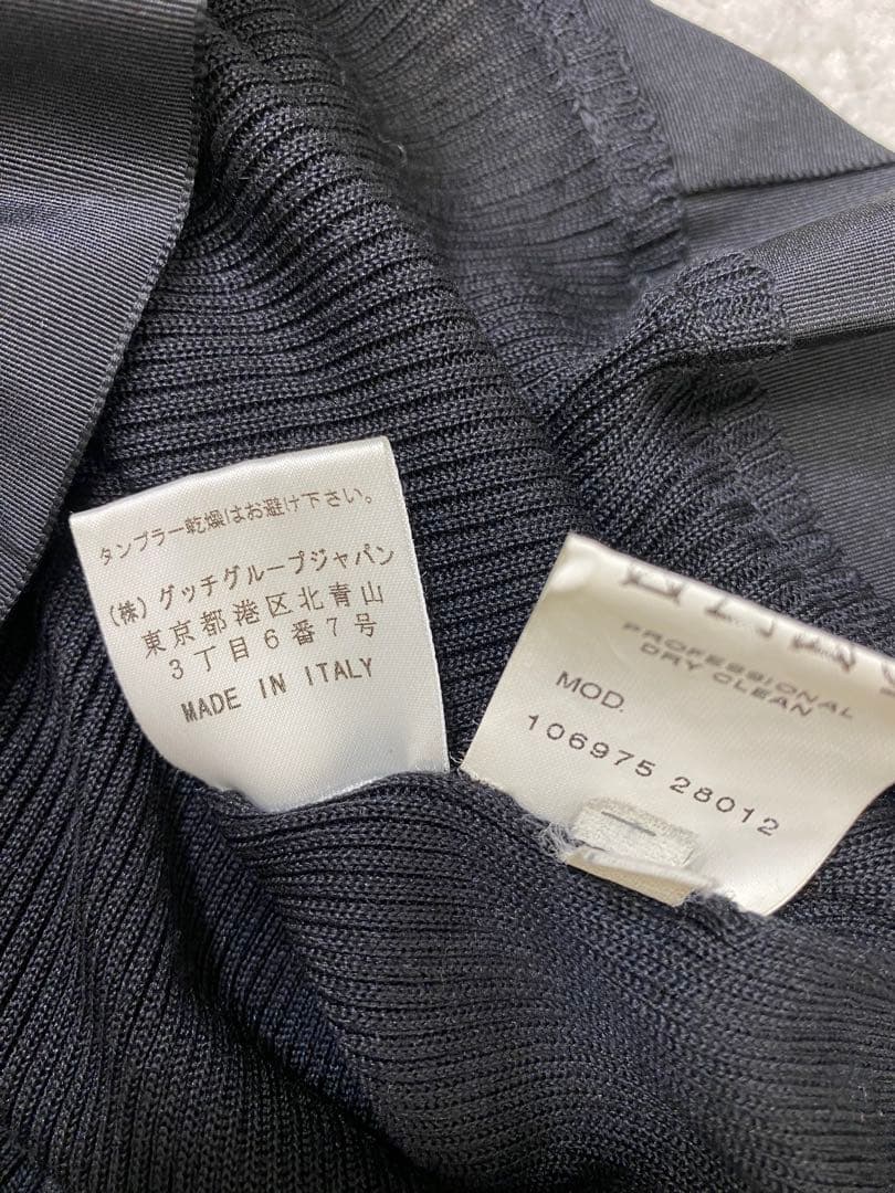 GUCCI シルク 100% ボートネック ペプラム リブ トップス