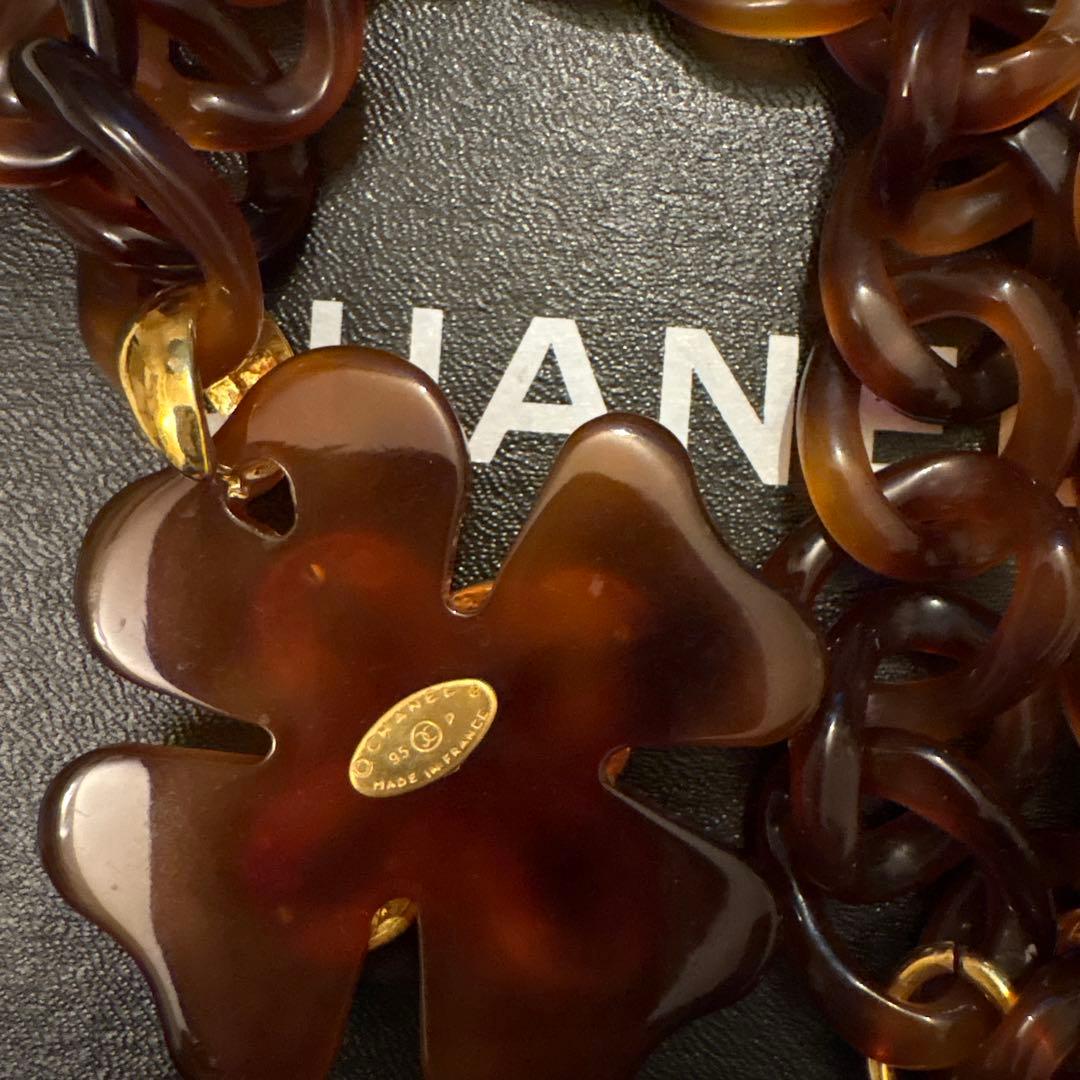 ビンテージシャネルCHANEL ベッ甲カラー クローバーネックレス