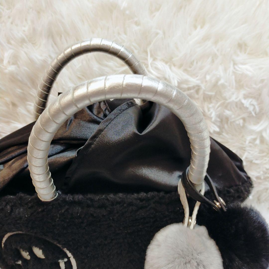 美品☆サロンドアルファード　エコファースマイルトートバッグ チャーム付 黒 希少