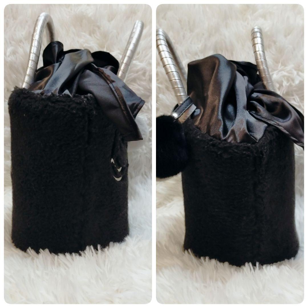 美品☆サロンドアルファード　エコファースマイルトートバッグ チャーム付 黒 希少