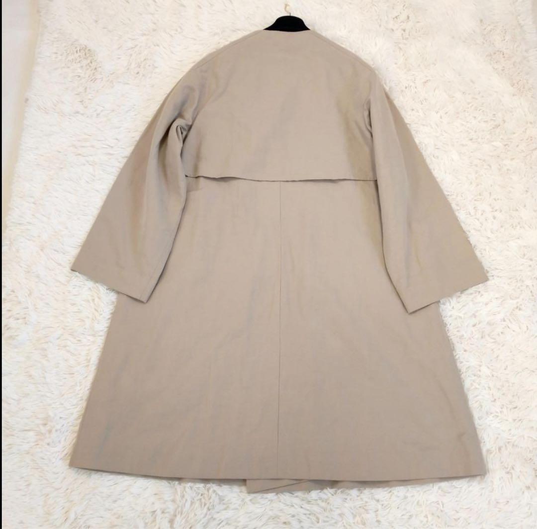 ギャルリーヴィ　コットンリネンツイル ノーカラーコート　36　ベージュ