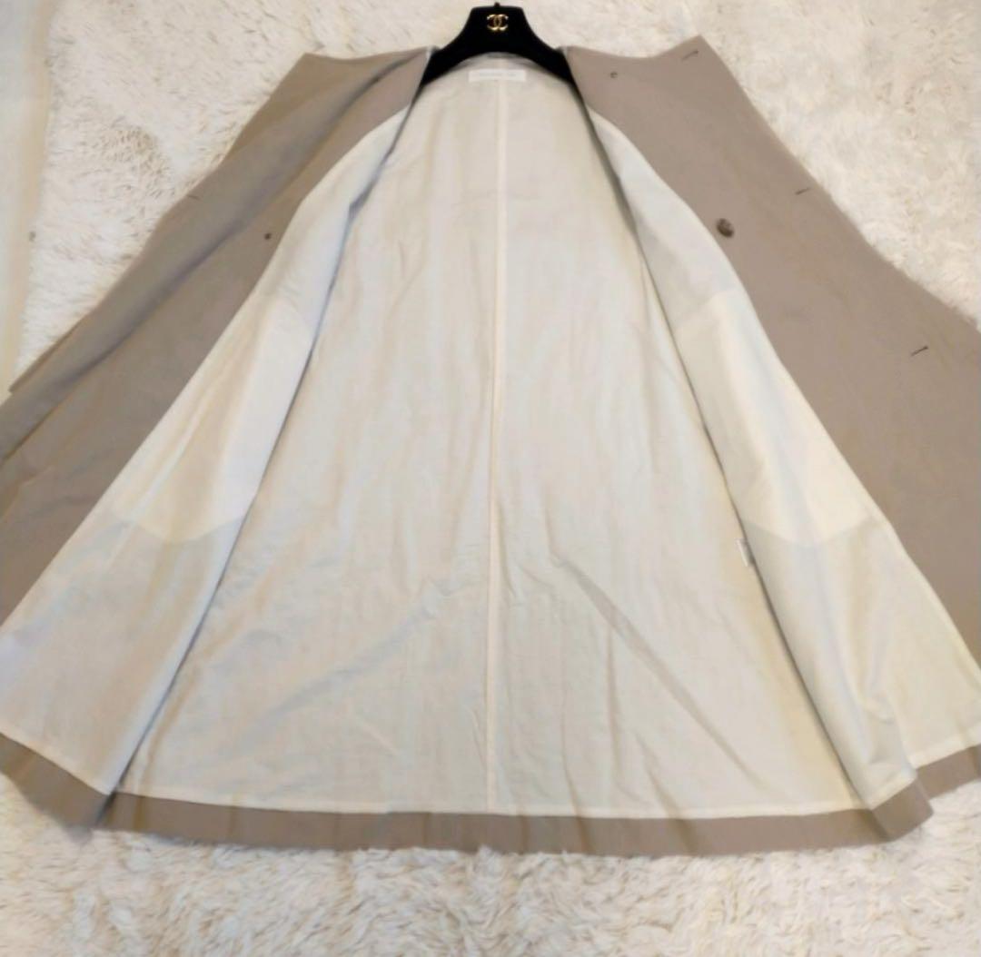 ギャルリーヴィ　コットンリネンツイル ノーカラーコート　36　ベージュ