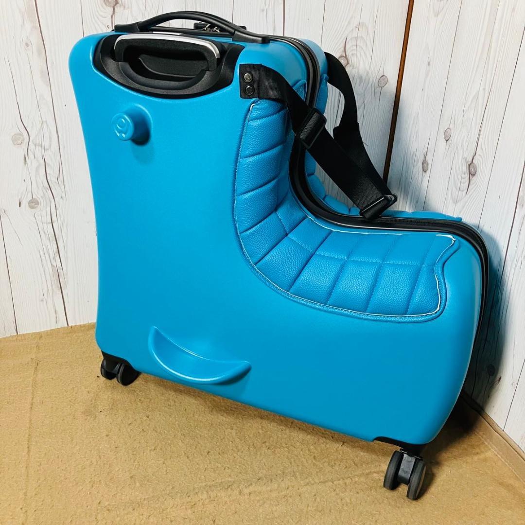 美品 noricco風 キャリーケース ブルー クッション ベルト付 バナナ型