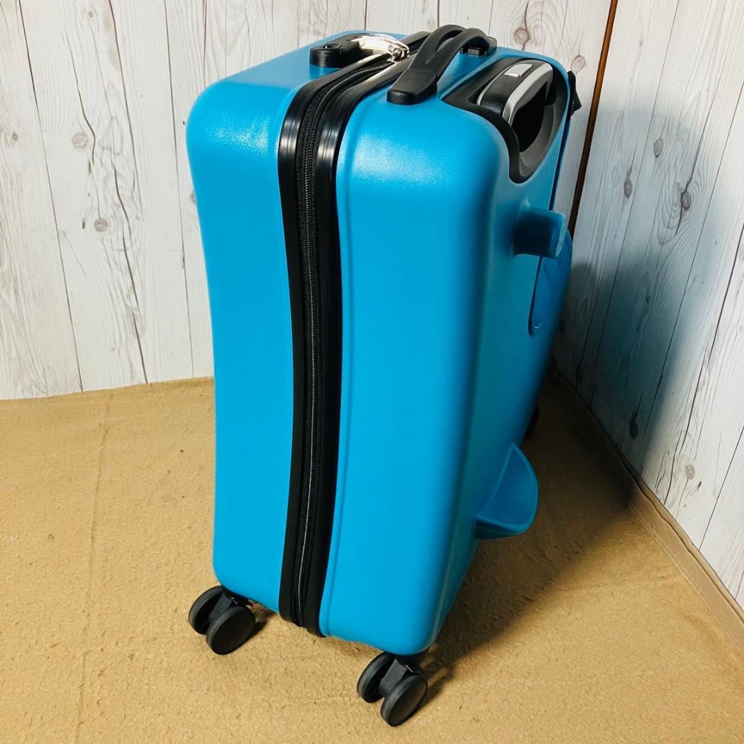 美品 noricco風 キャリーケース ブルー クッション ベルト付 バナナ型