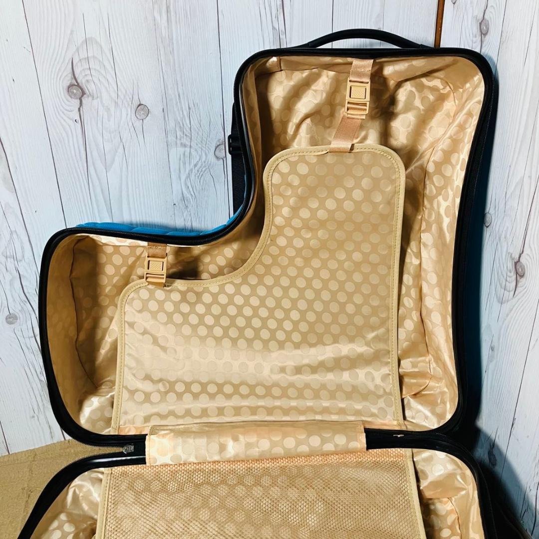 美品 noricco風 キャリーケース ブルー クッション ベルト付 バナナ型