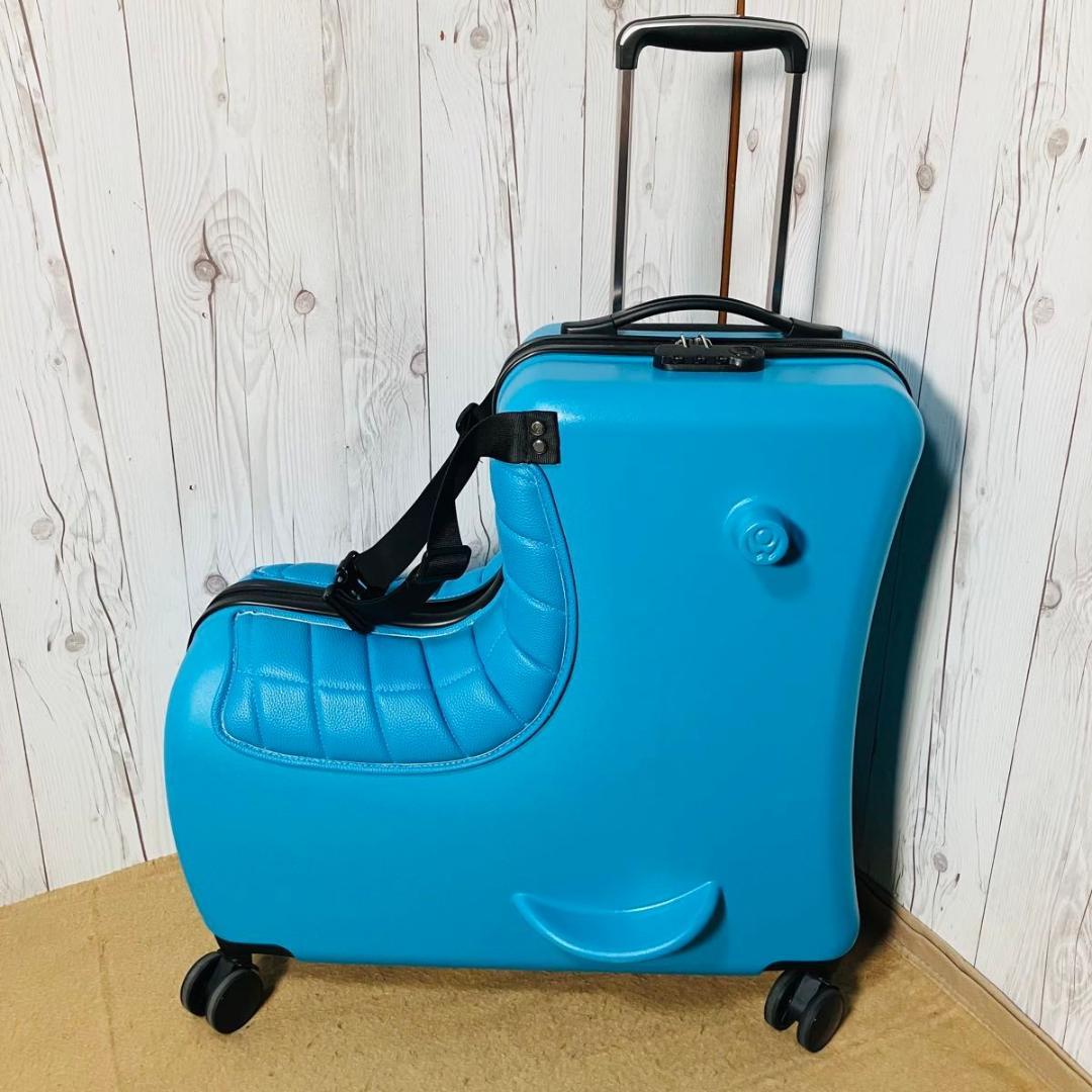 美品 noricco風 キャリーケース ブルー クッション ベルト付 バナナ型