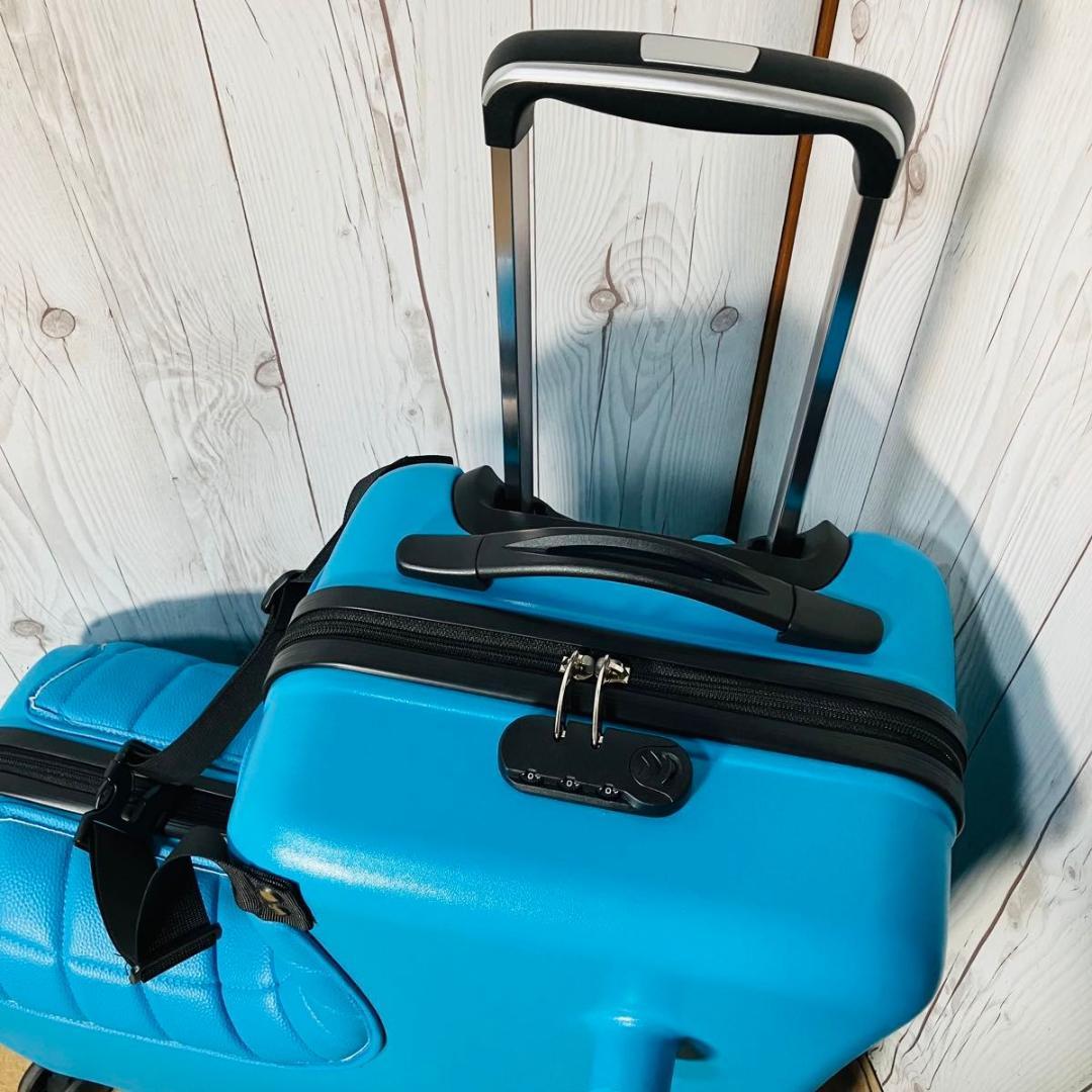 美品 noricco風 キャリーケース ブルー クッション ベルト付 バナナ型