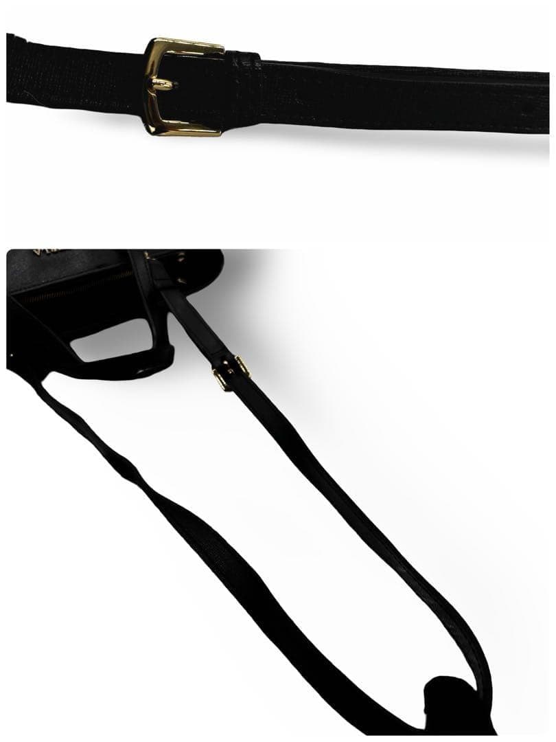 【美品】フルラ　リンダ　2way ショルダーバッグ トート　ロゴ金具　PVC黒