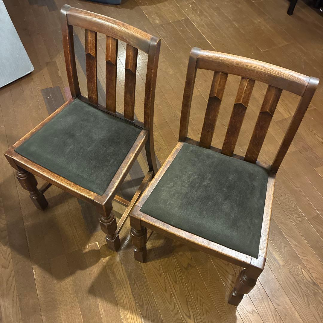 ロイズアンティークス購入 木製スラットバック椅子 2脚セット