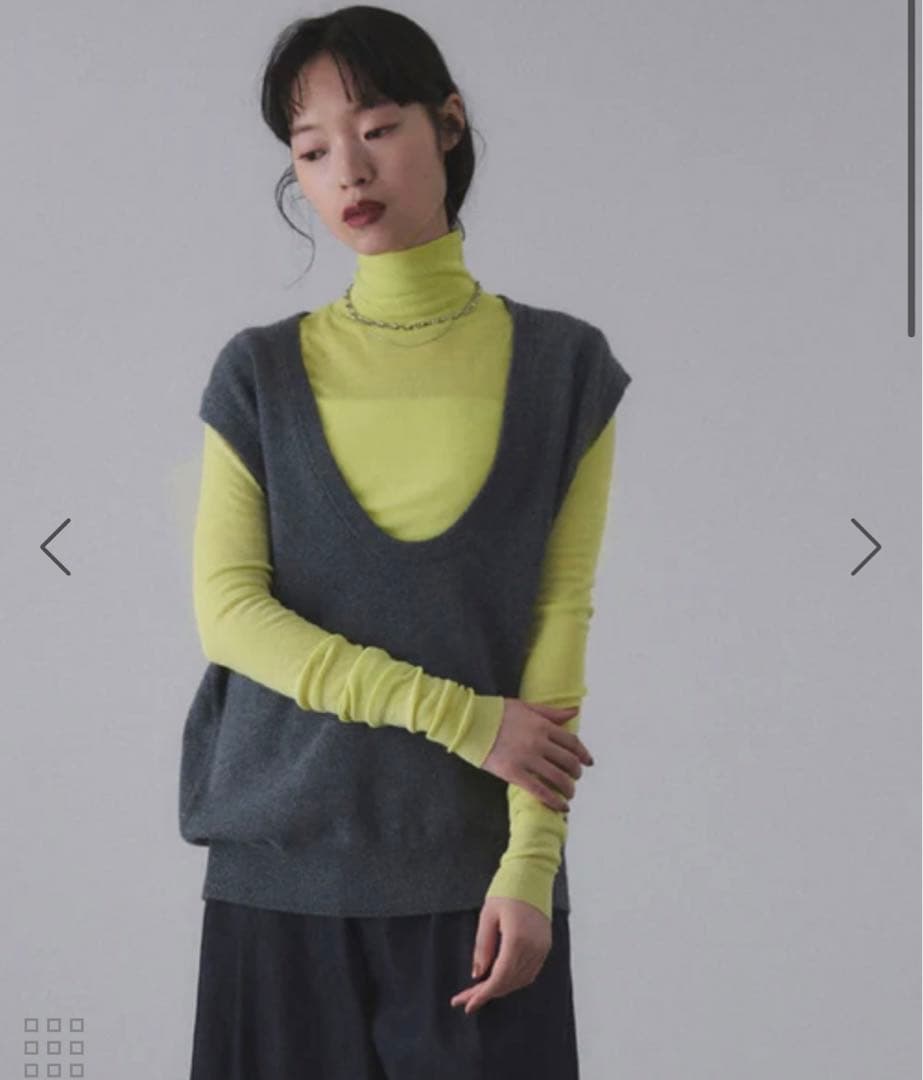 アダムエロペ　ウォッシャブルウールタートルネックカットオフプルオーバー　新品