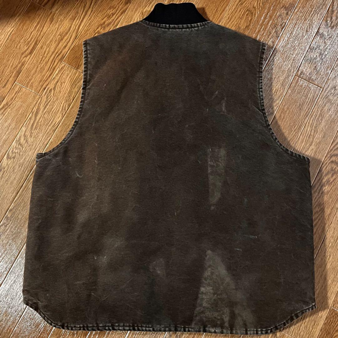 【強フェード】 00s カーハート V02 ダークブラウン ベスト USA XL
