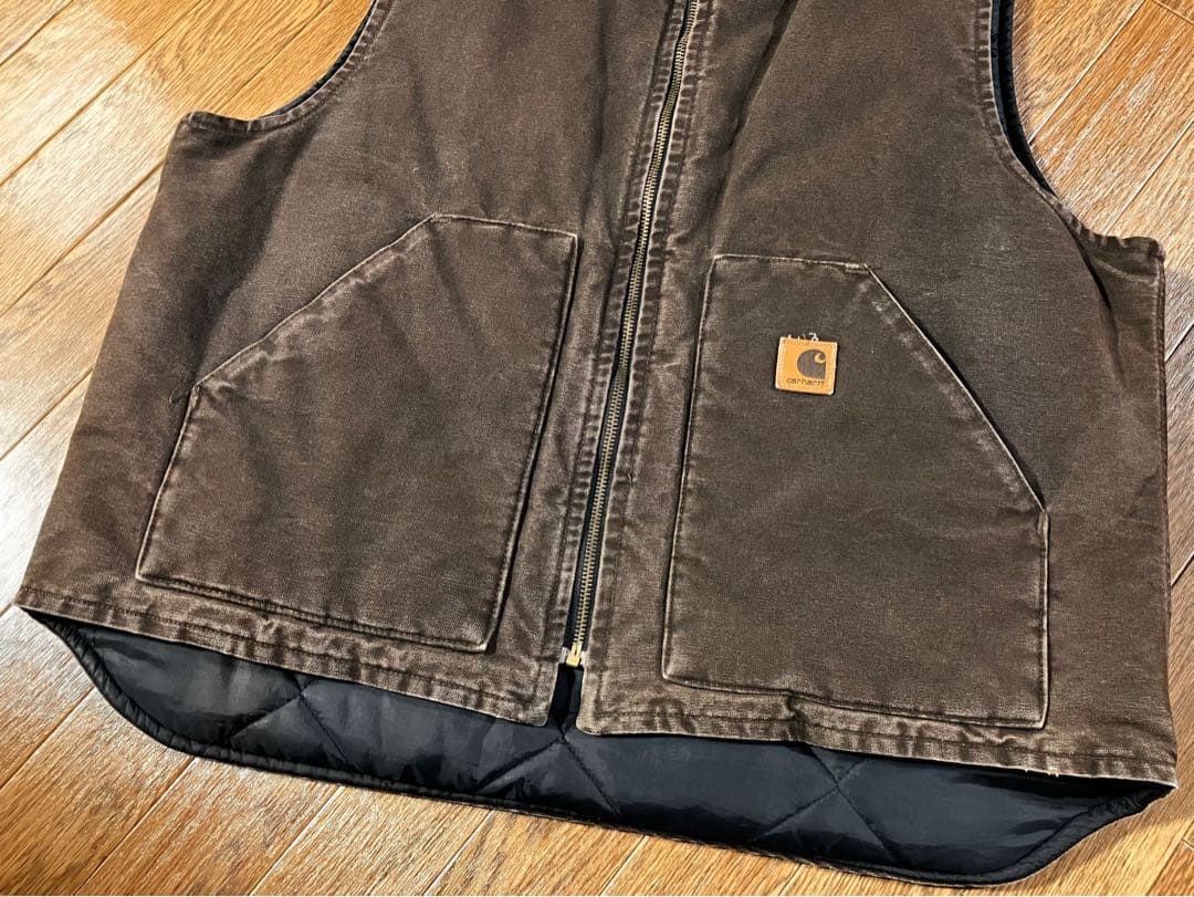 【強フェード】 00s カーハート V02 ダークブラウン ベスト USA XL