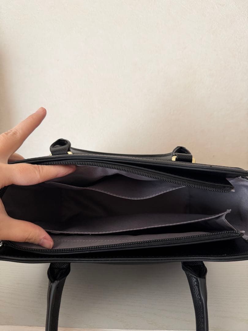 MARSLY ブラック トートバッグ 透明ポケット付き