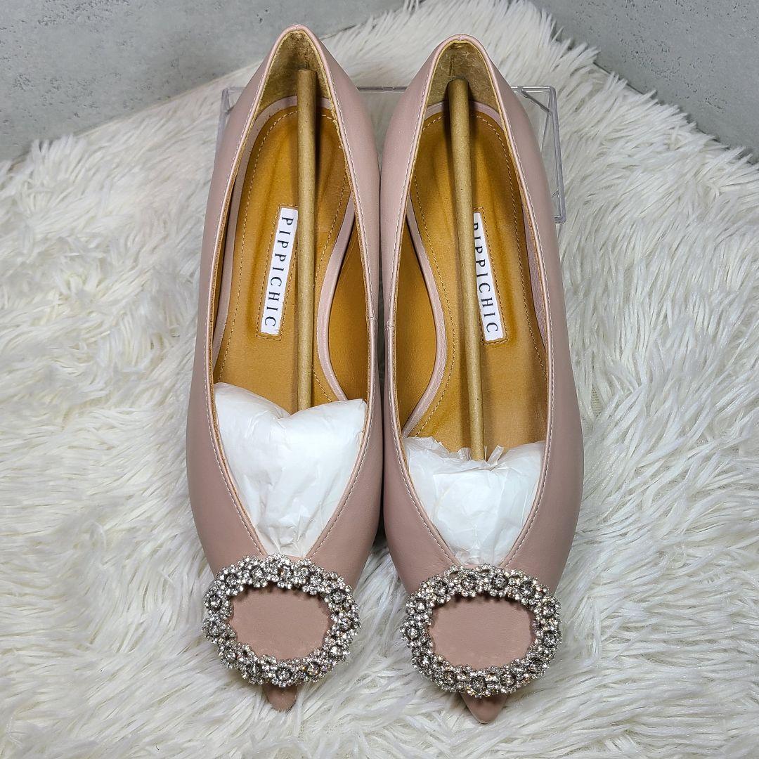 【PIPPICHIC】ピッピシック　ビジューVカットフラットパンプス