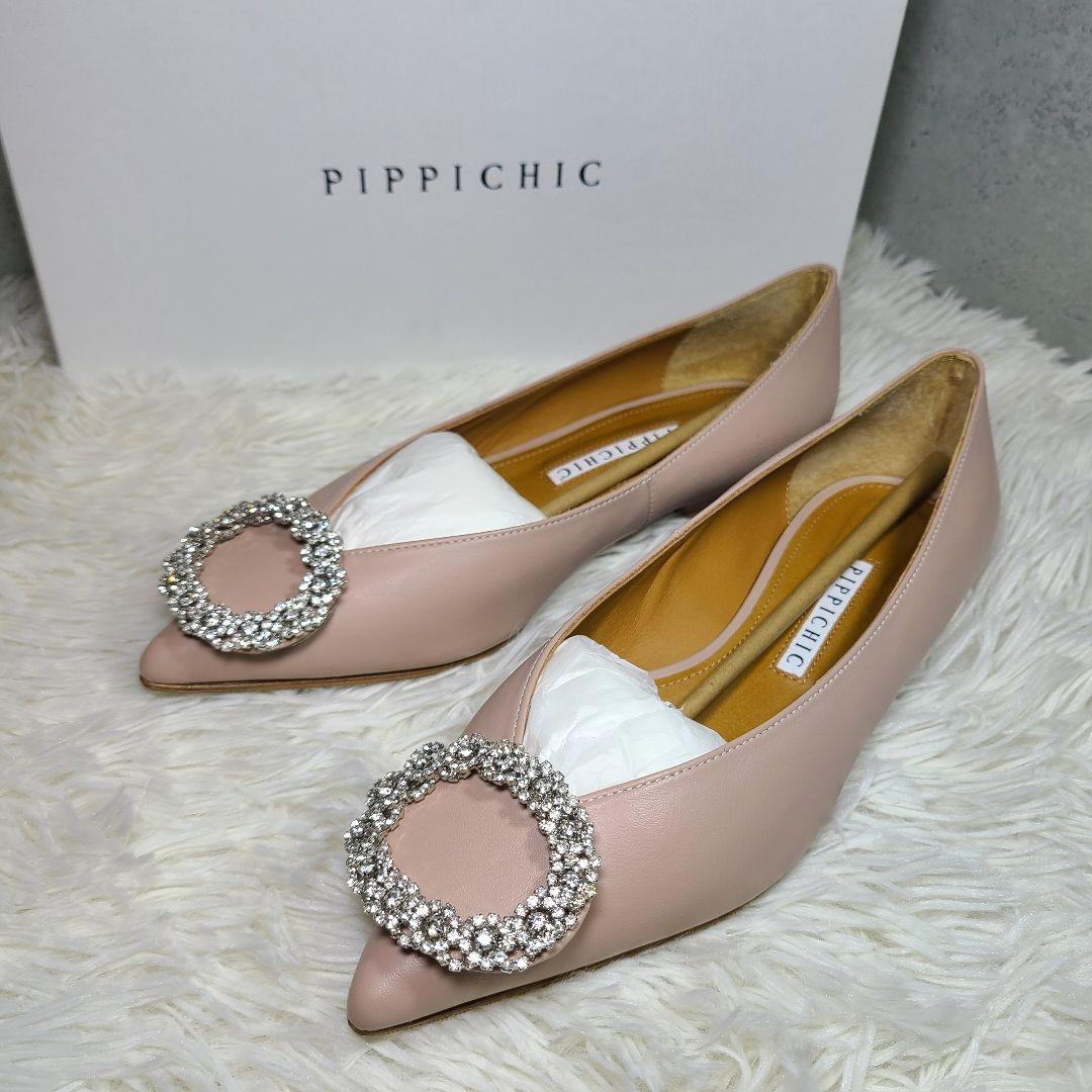 【PIPPICHIC】ピッピシック　ビジューVカットフラットパンプス