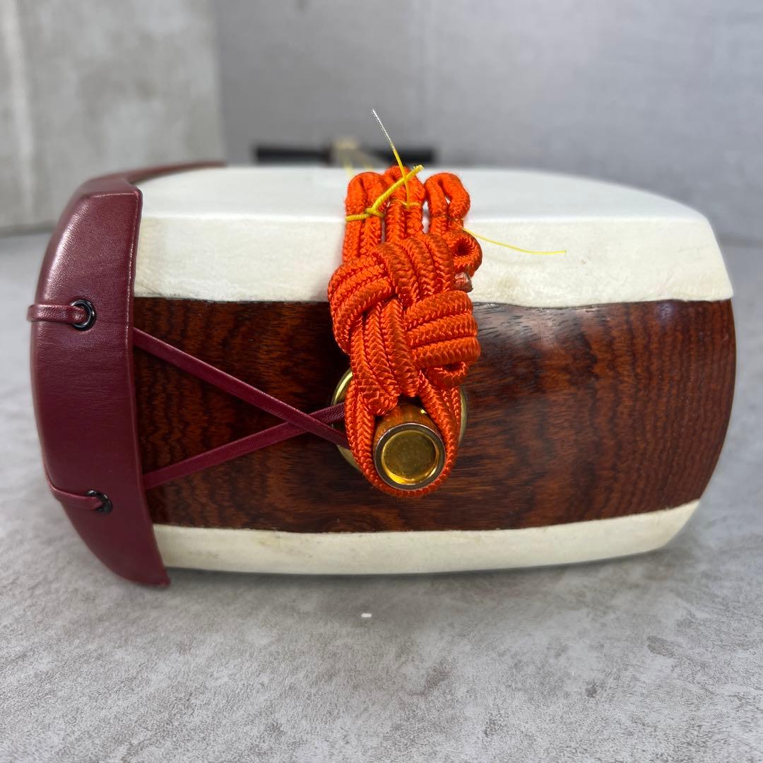 メンテナンス済み　津軽三味線　紅木　一本溝　正寸　宇柄糸巻き　両面皮張り替え