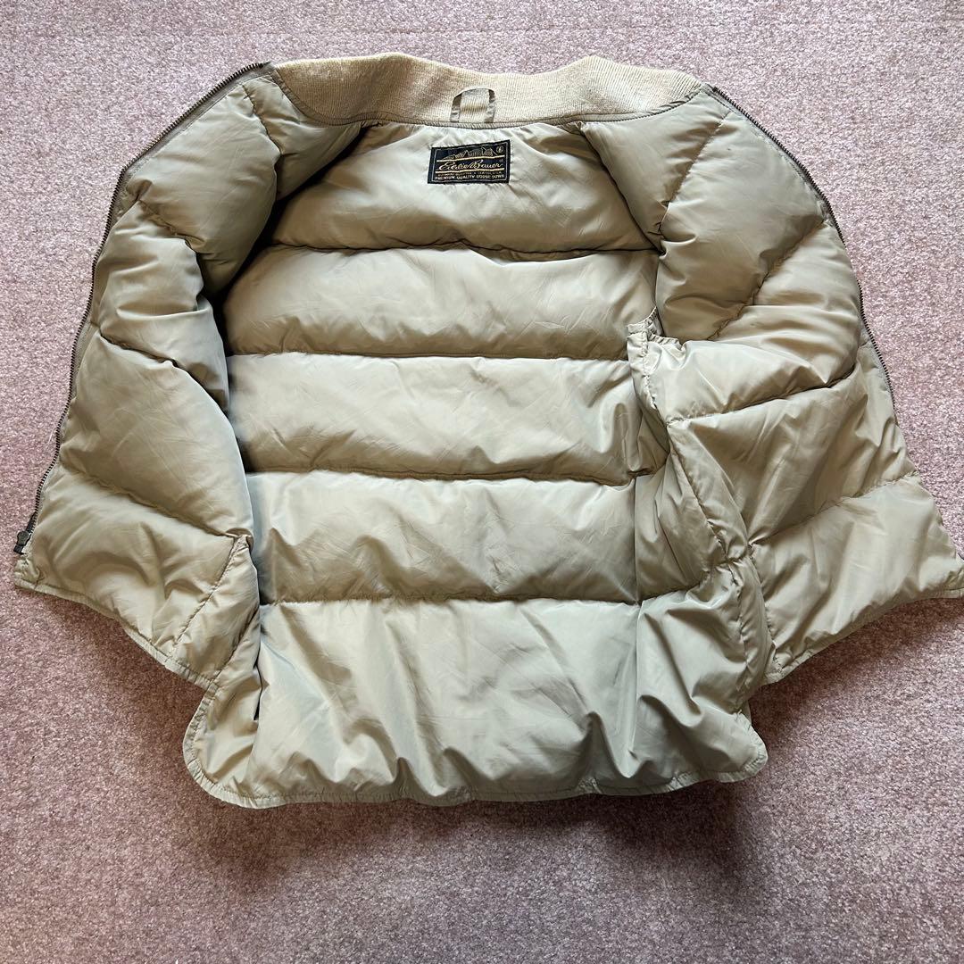 Eddie Bauer ダウンベスト カーキ 黒タグ 80s 短丈