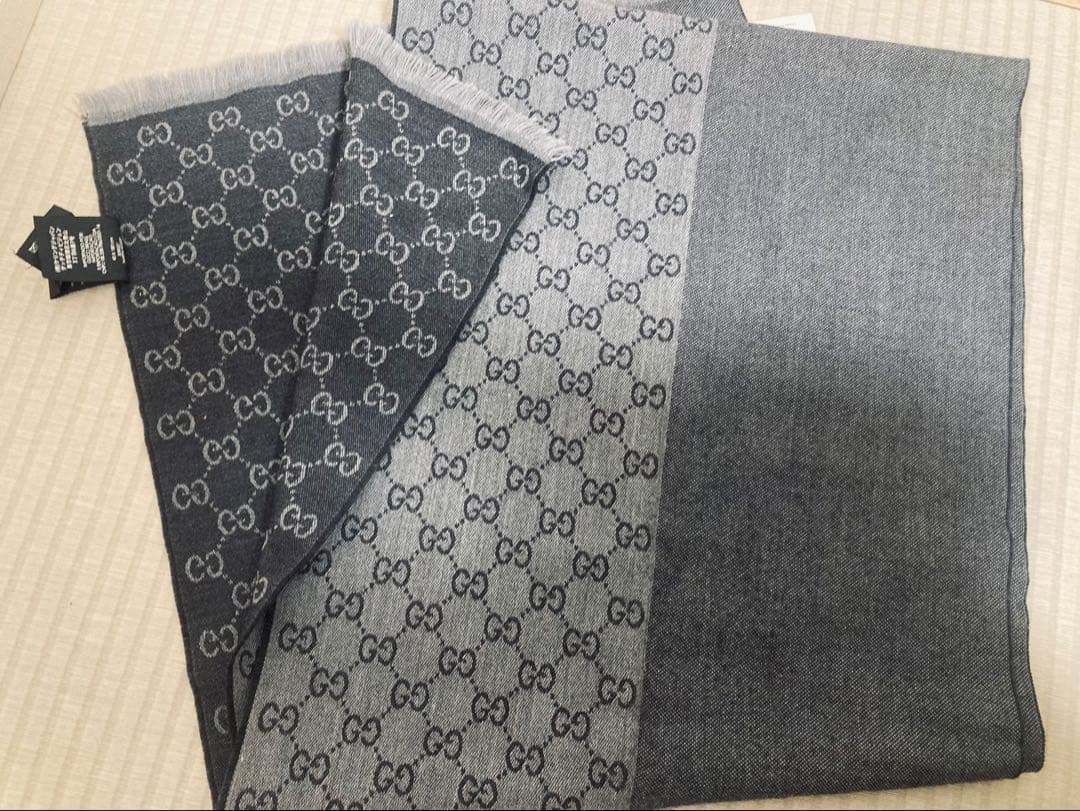 【確実 正規品】Gucci GGロゴマフラー グレー