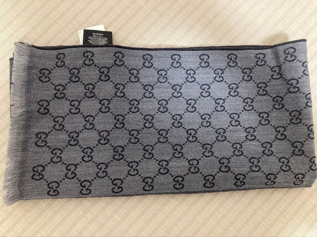 【確実 正規品】Gucci GGロゴマフラー グレー