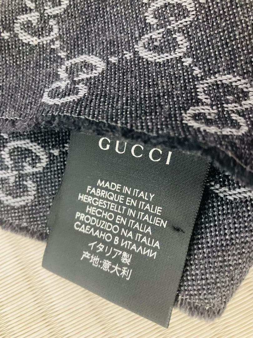 【確実 正規品】Gucci GGロゴマフラー グレー